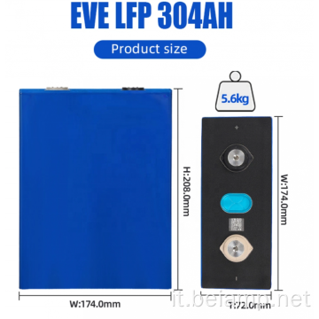LifePO4 Batteria cella 3.2V304Ah per accumulo di energia